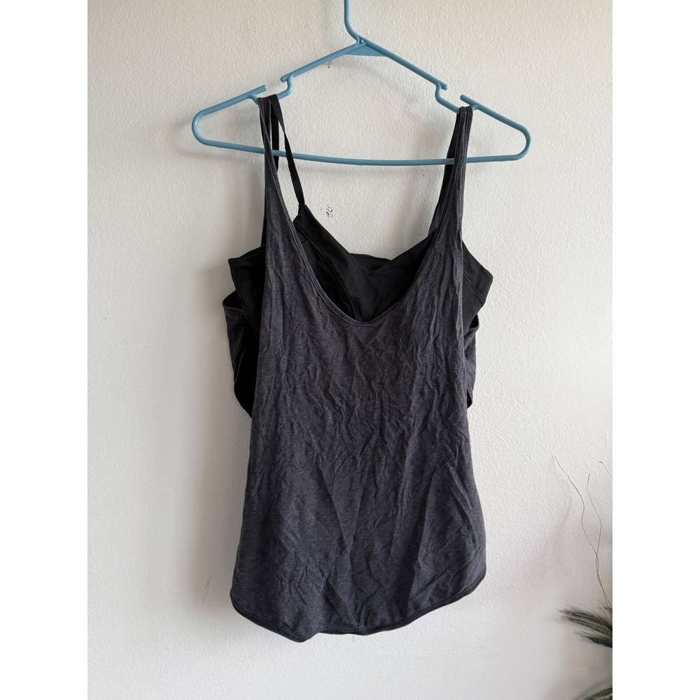 Lululemon Heathered Charcoal Grey 2-in-1 Open Back Tank Top with Shelf Bra